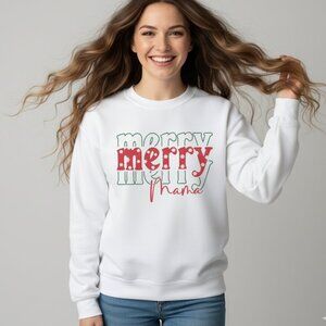 Merry Mama Graphic Sweatshirt Christmas Gift Graphic Crewneck Sweater Festive